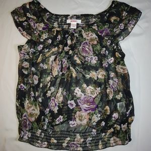 BONGO Sheer Floral Top